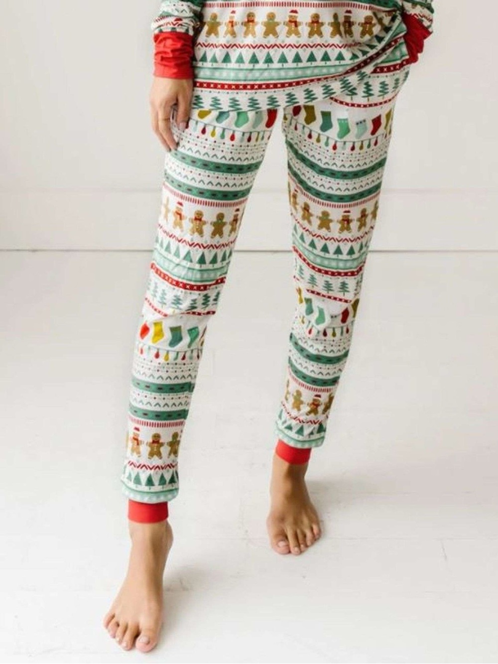 Little Sleepies Fair Isle Gingerbread Christmas Jogger Pajama Pant Womens Med